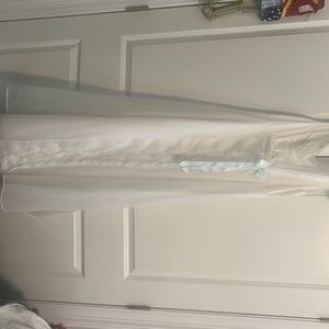 Shadow line white sleep dress with mesh and blue lacing Small